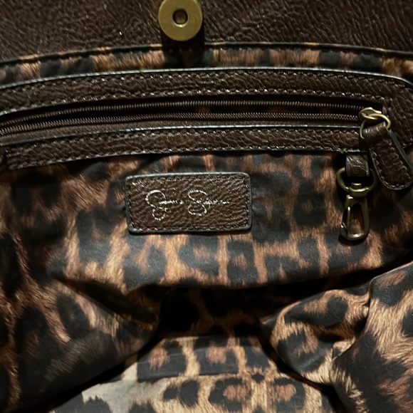 Brown faux leather Jessica Simpson fringe tote. - Picture 5 of 6